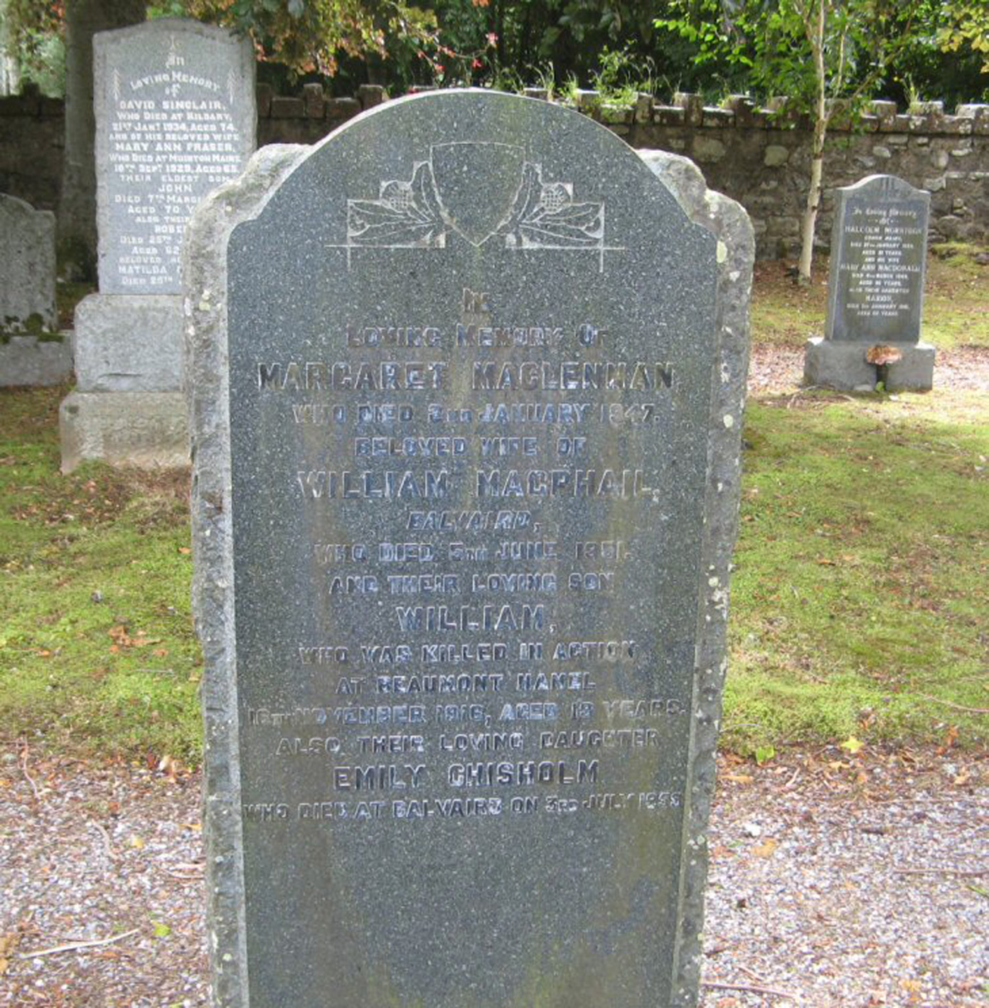 Photo of headstones/Margaret MacLennan (MacPhail) died 1947 MI Urray West
